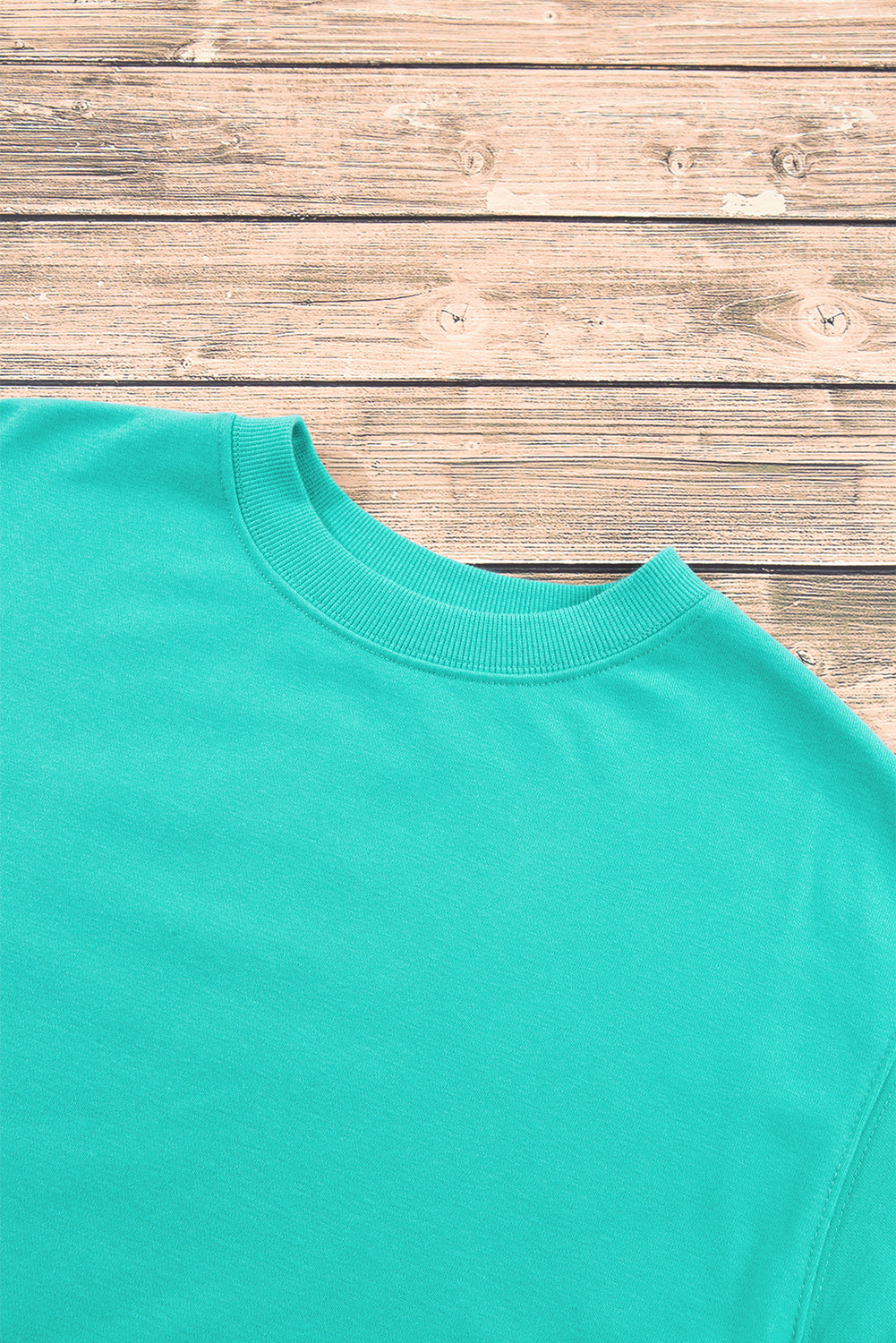 Navy Blue Plain Drop Shoulder Crewneck Pullover Sweatshirt