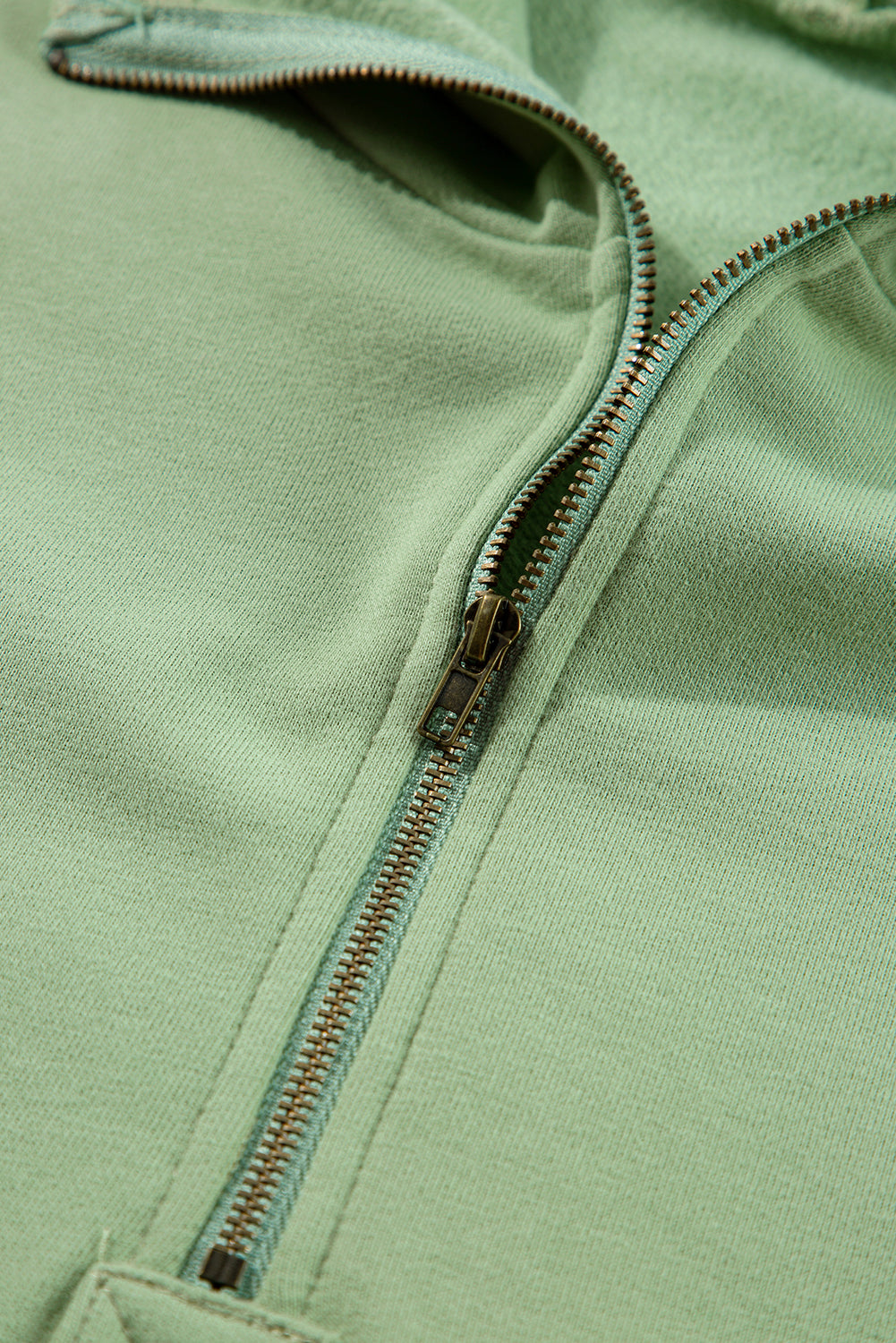 Bonbon Fleece Lined Half Zipper Kangaroo Pockets Loose Hoodie