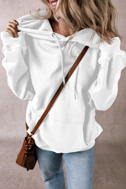 Bonbon Fleece Lined Kangaroo Pocket Drawstring Chunky Hoodie