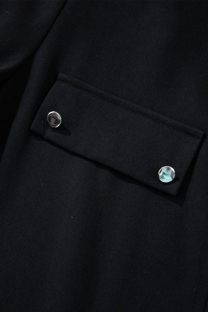 Red Dahlia Collar Tab Sleeve Zip Up Flap Detail Jacket