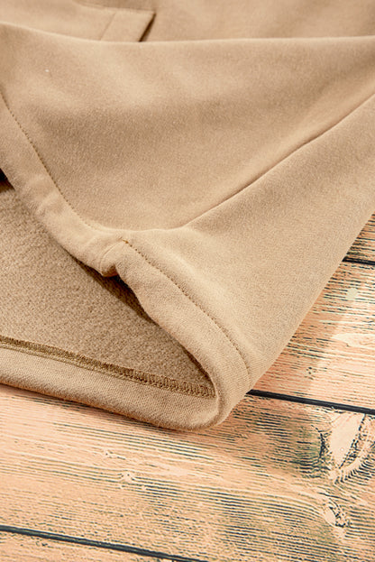 Bonbon Fleece Lined Half Zipper Kangaroo Pockets Loose Hoodie