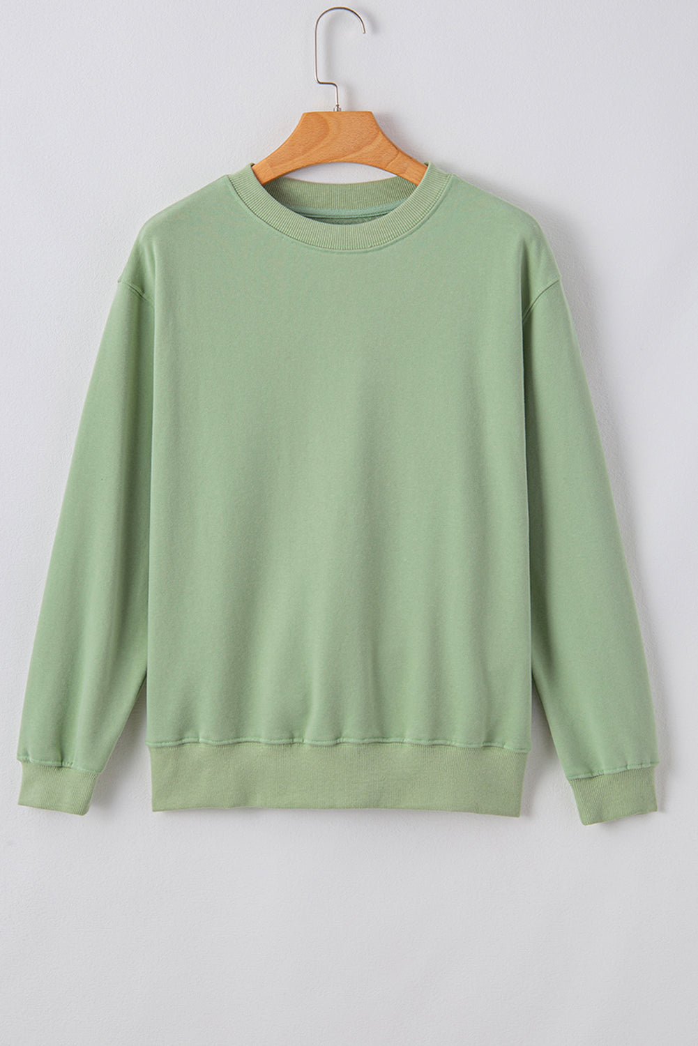 Navy Blue Plain Drop Shoulder Crewneck Pullover Sweatshirt