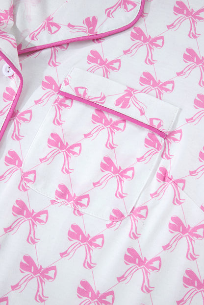Green Clover Printed Short Sleeve and Ruffled Shorts Pajama Set