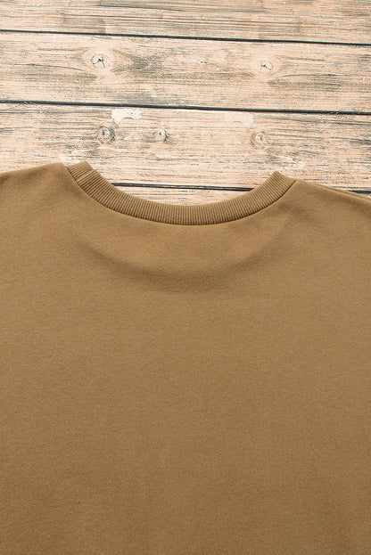 Valerian Solid Fleece Lined Drop Shoulder High Low Sweatshirt