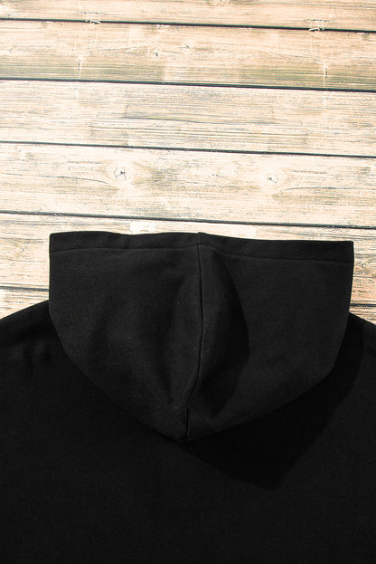 Bonbon Fleece Lined Half Zipper Kangaroo Pockets Loose Hoodie