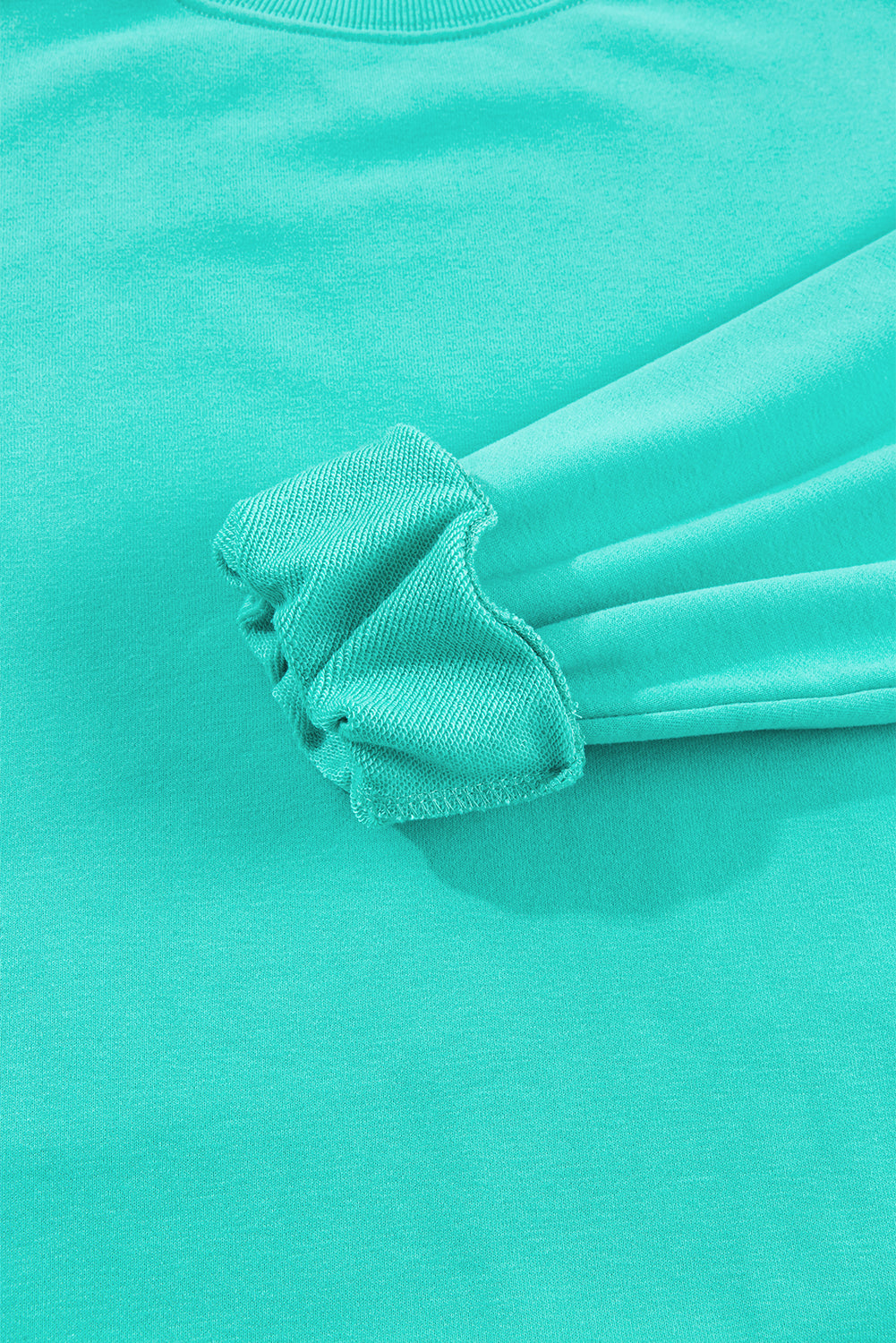 Navy Blue Plain Drop Shoulder Crewneck Pullover Sweatshirt