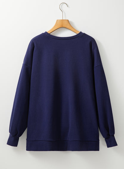 Valerian Solid Fleece Lined Drop Shoulder High Low Sweatshirt