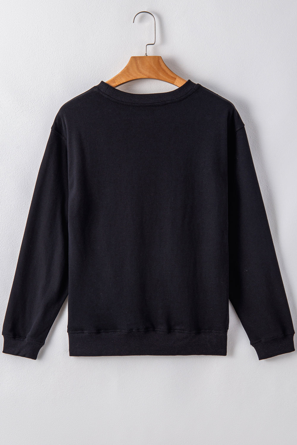Navy Blue Plain Drop Shoulder Crewneck Pullover Sweatshirt
