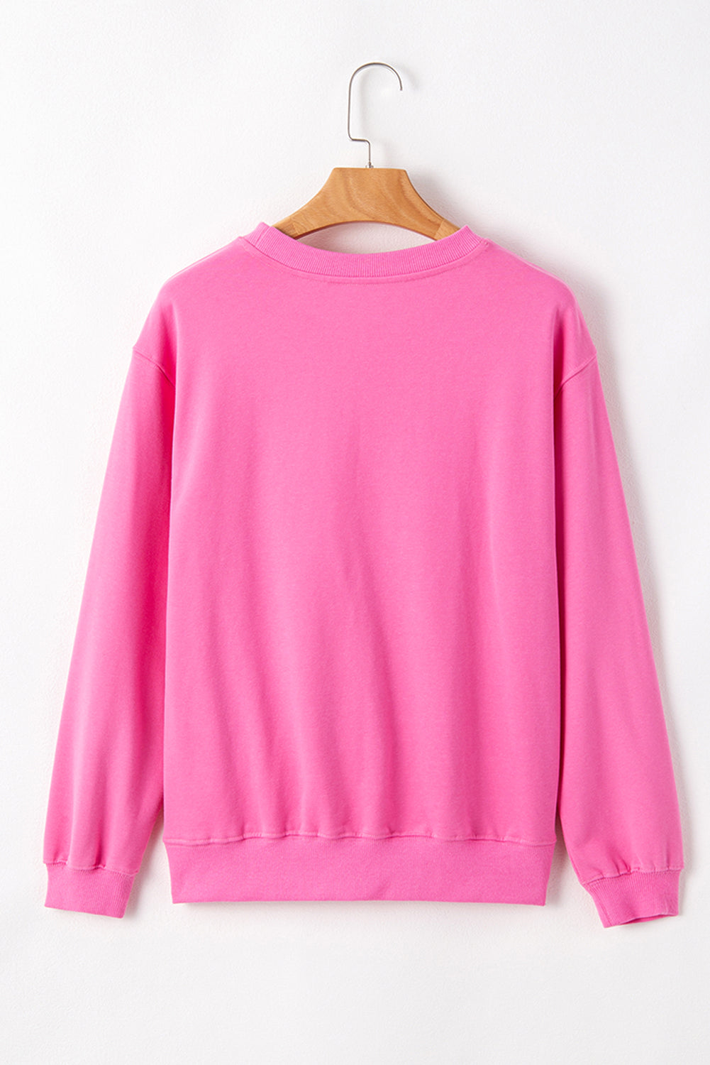 Navy Blue Plain Drop Shoulder Crewneck Pullover Sweatshirt
