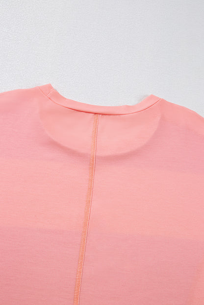 Blue Colorblock Striped Drop Shoulder Loose Top