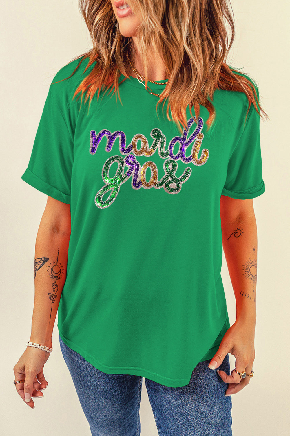 Wisteria Sequin mardi gras Graphic T Shirt